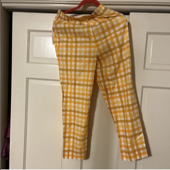 New Anthropologie S/W/F Jolie Gingham Tapered Pants $249 SMALL Yellow - Picture 4 of 4